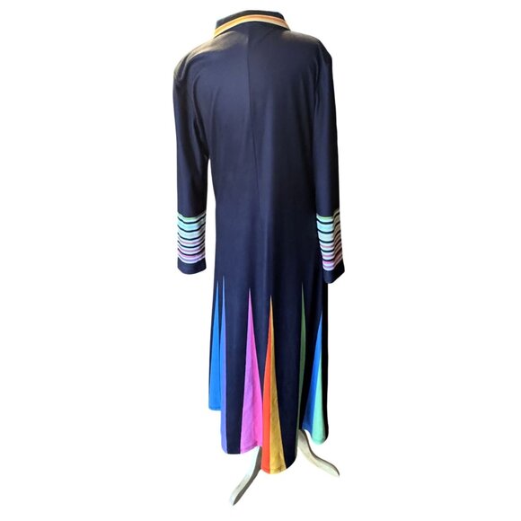 NWT Stylewe Womens Long Colorful Striped Sleeve Dress Bold Collar & Button Detai - Picture 2 of 10